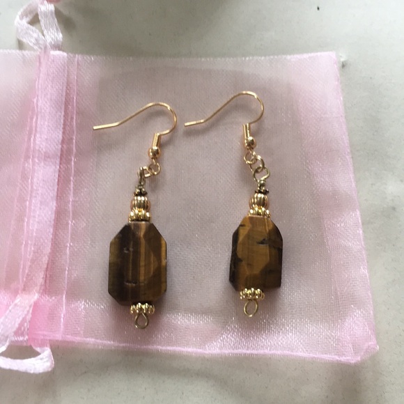 Handmade tiger eye earrings. - Picture 2 of 2